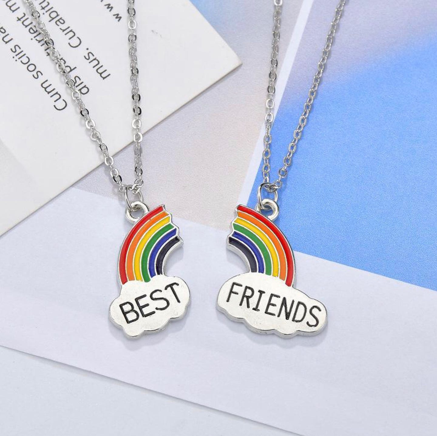"Best Friends" Regenbogen Ketten Set