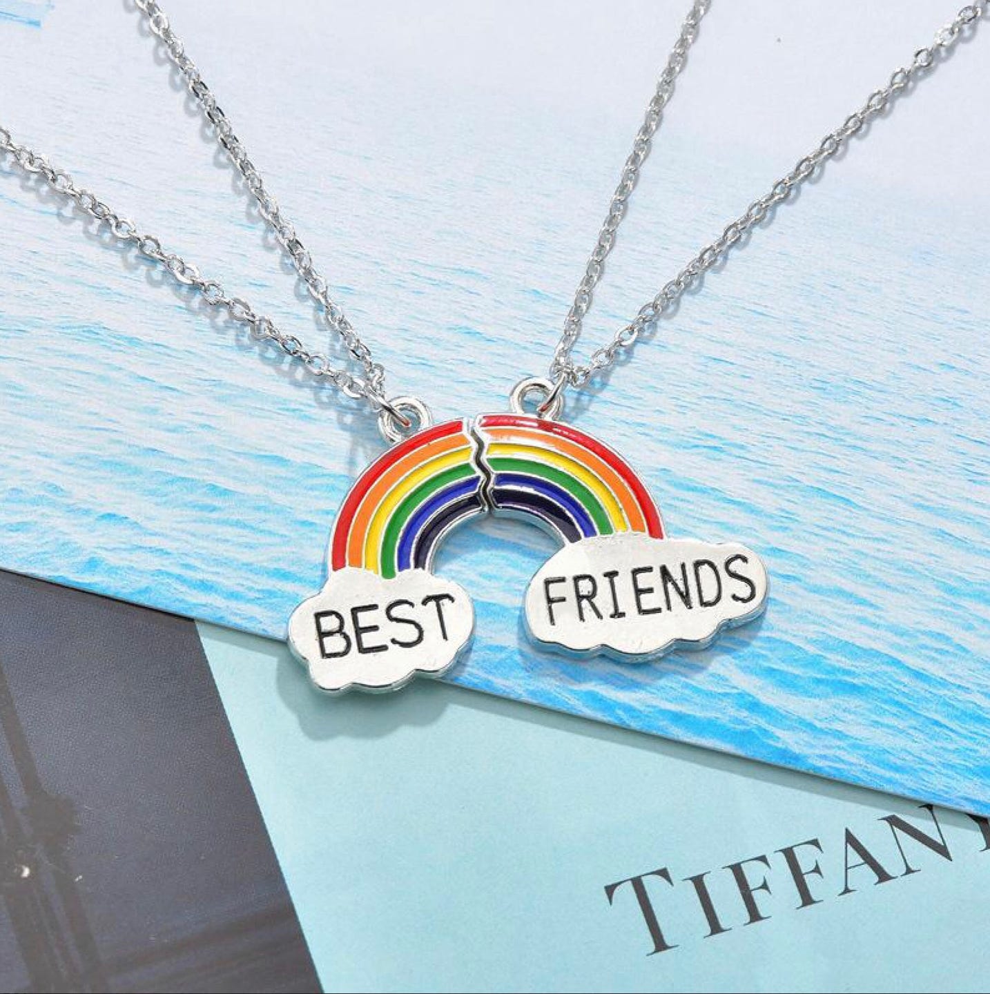 "Best Friends" Regenbogen Ketten Set