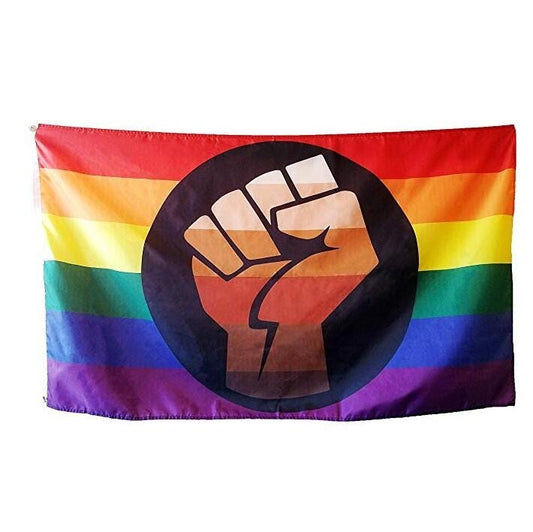 Widerstand Faust Regenbogen Flagge 150 x 90cm