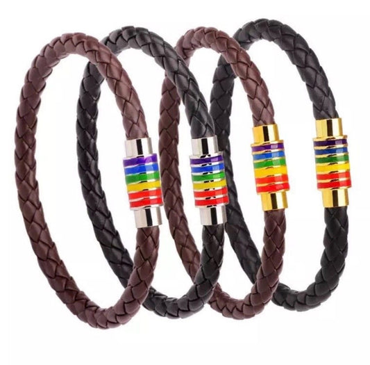 Regenbogen Echt Leder Armband
