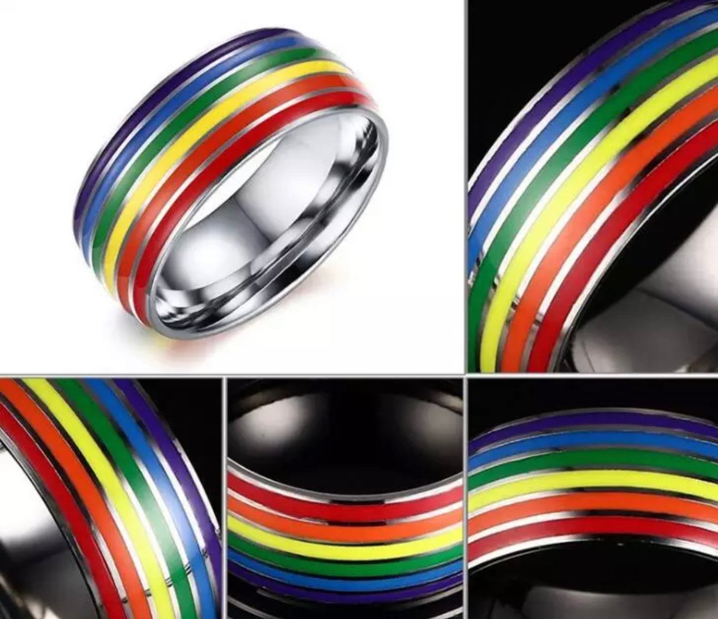 Regenbogen Edelstahl Ring