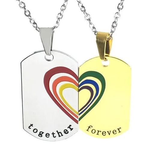 Together forever Edelstahl Ketten Set
