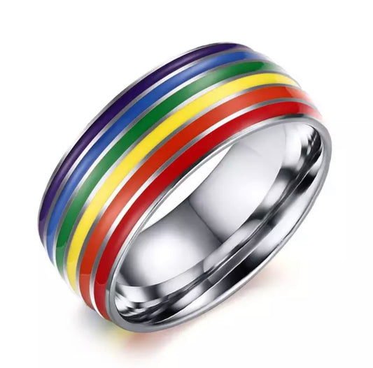 Regenbogen Edelstahl Ring