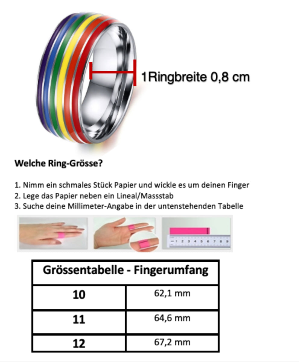 Regenbogen Edelstahl Ring