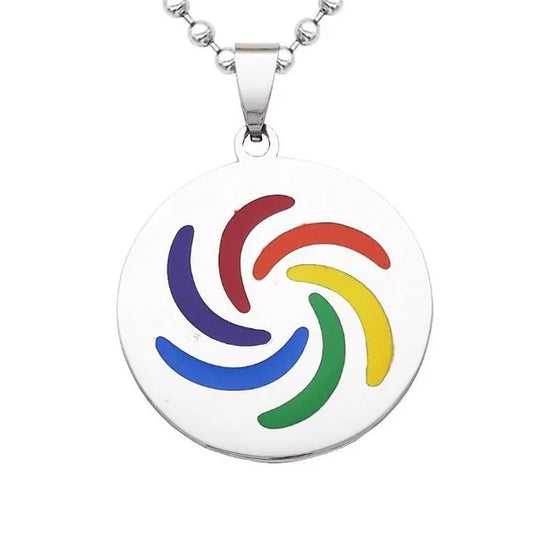 Regenbogen Edelstahl Kreisel Kette