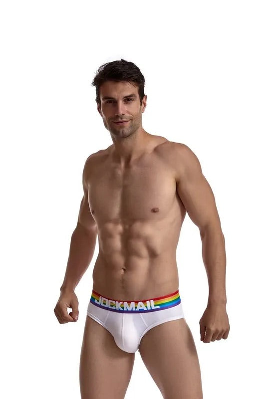 Men's JOCKMAIL - Gay Pride Brief - White