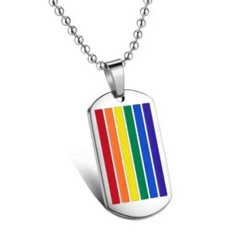 Regenbogen Edelstahl Dog-Tag Kette