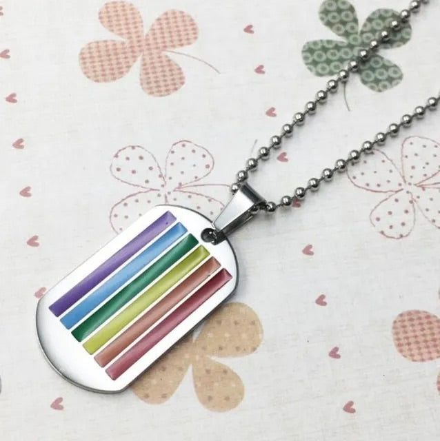 Regenbogen Edelstahl Dog-Tag Kette