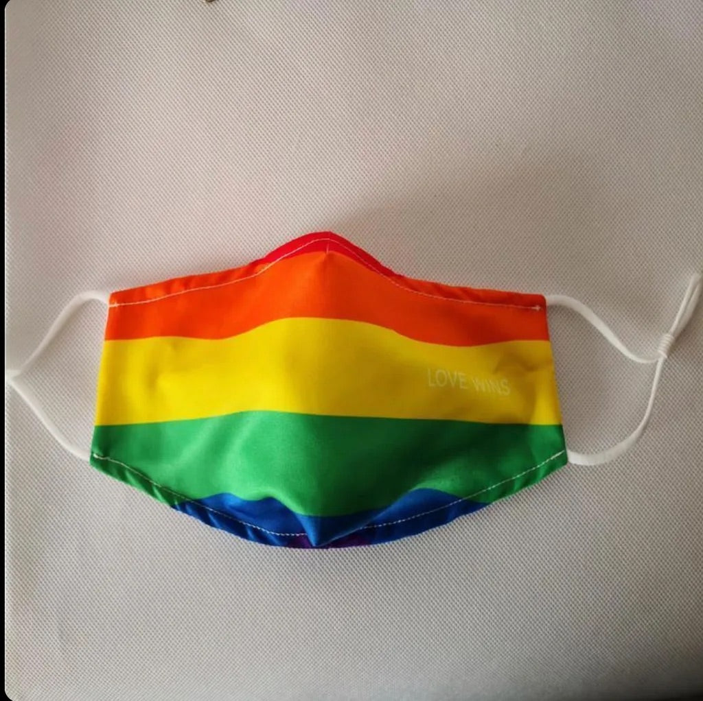 Regenbogen Mundschutz mit Nasenbügel und austauschbaren Filter
