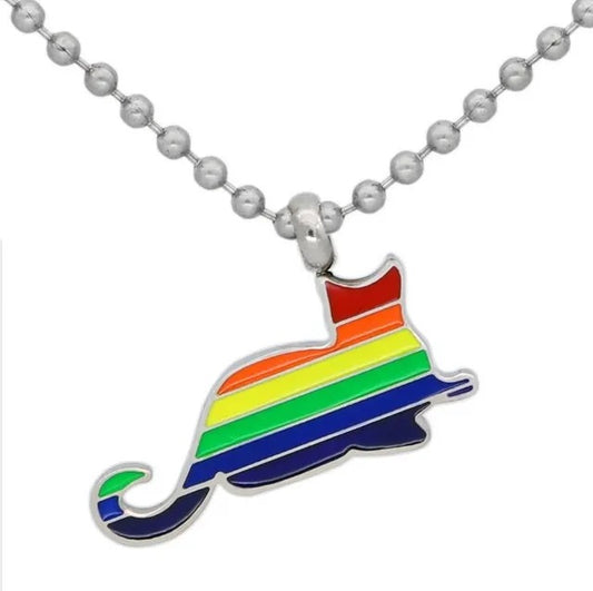 Regenbogen Edelstahl Katzen Kette