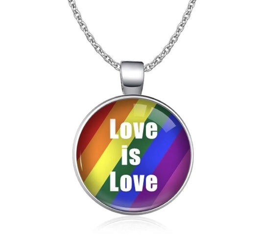 Regenbogen Kette mit LOVE IS LOVE