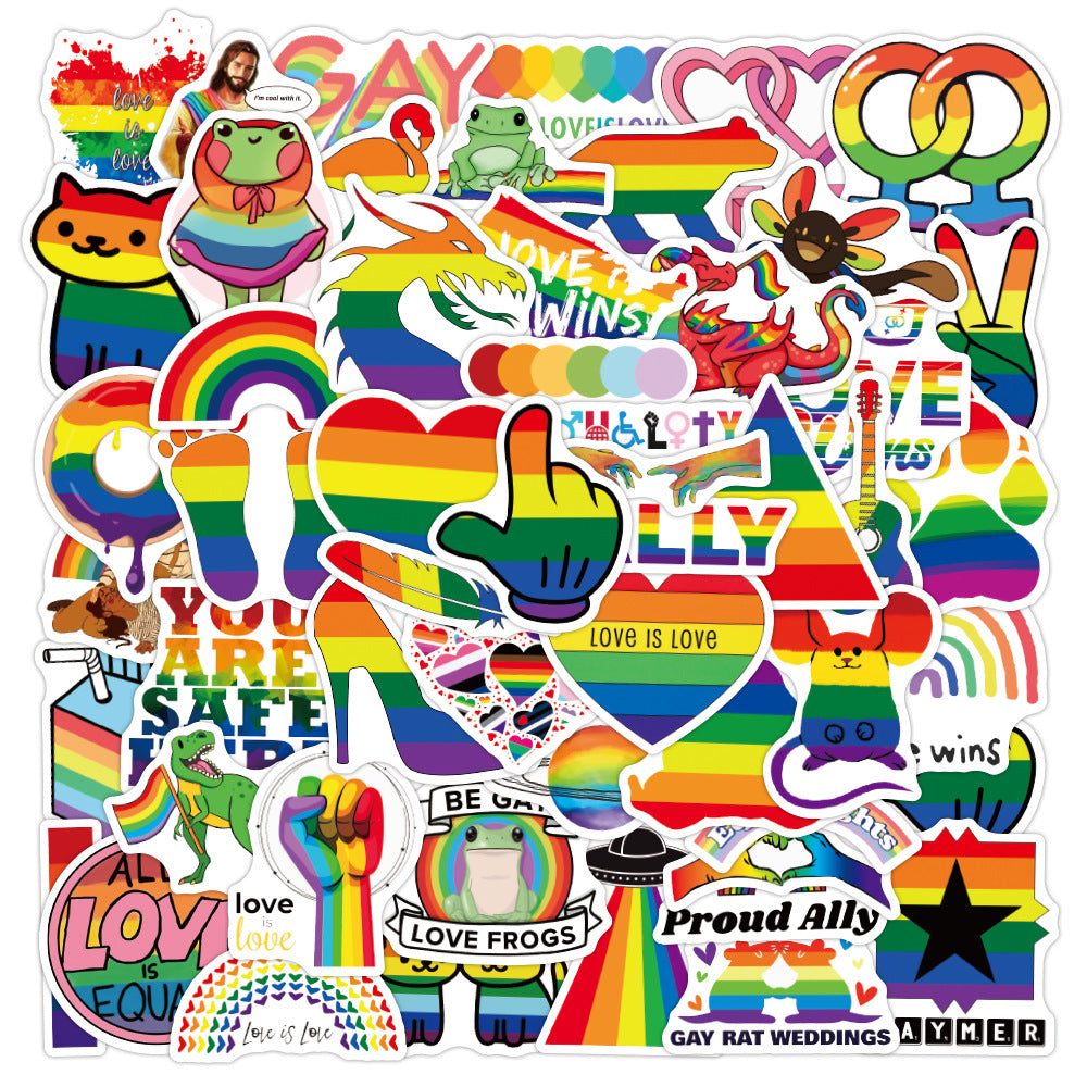 50 Stück LGBTQ+ Regenbogen Pride Sticker Aufkleber –