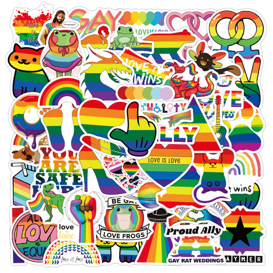 50 Stück LGBTQ+ Regenbogen Pride Sticker Aufkleber