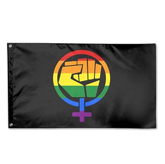 Feministinnen Symbol Regenbogen Flagge 150 x 90cm