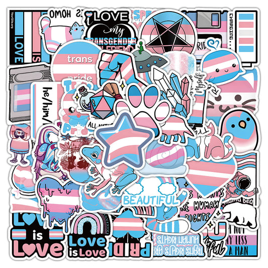 50 Stück LGBTQ+ Transgender Trans Pride Sticker Aufkleber