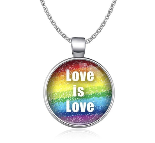 Regenbogen Kette mit LOVE IS LOVE ( Grafitti )