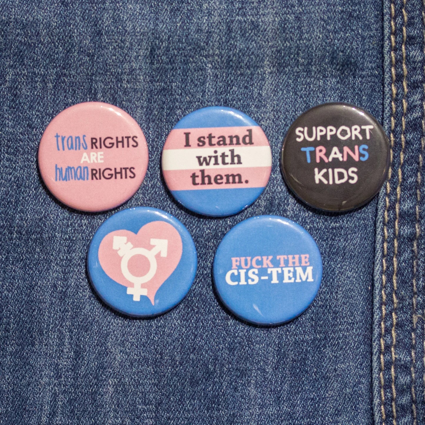 Transgender Trans rights Pride Buttons