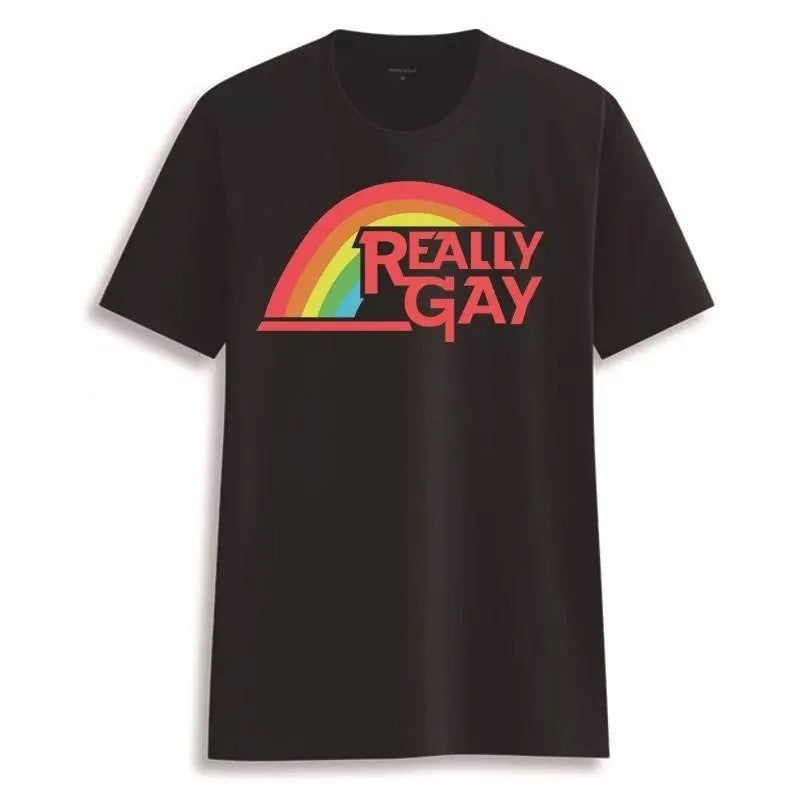 Unisex Really Gay T-Shirt Schwarz 100% Baumwolle