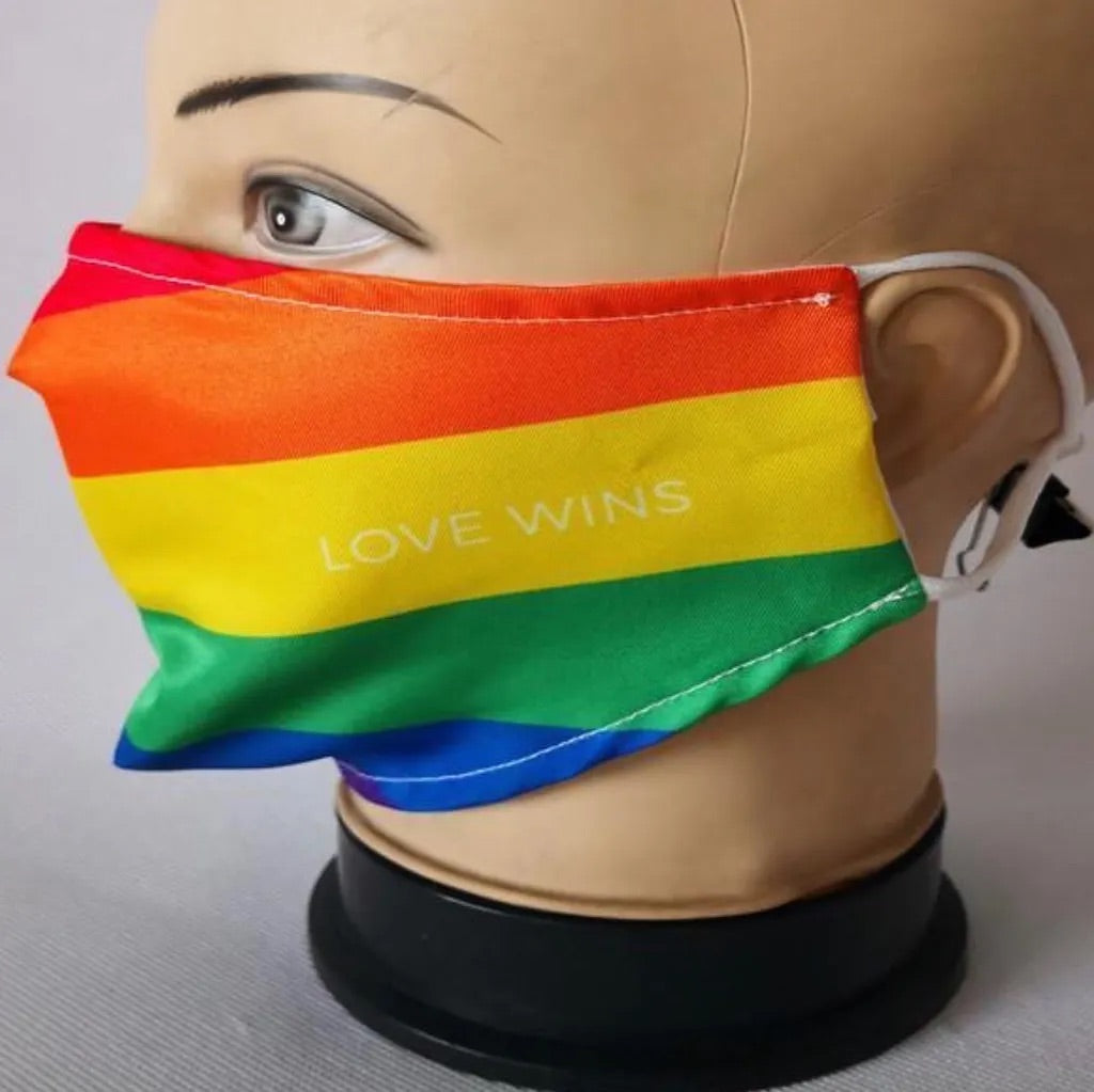 Regenbogen Mundschutz mit Nasenbügel und austauschbaren Filter