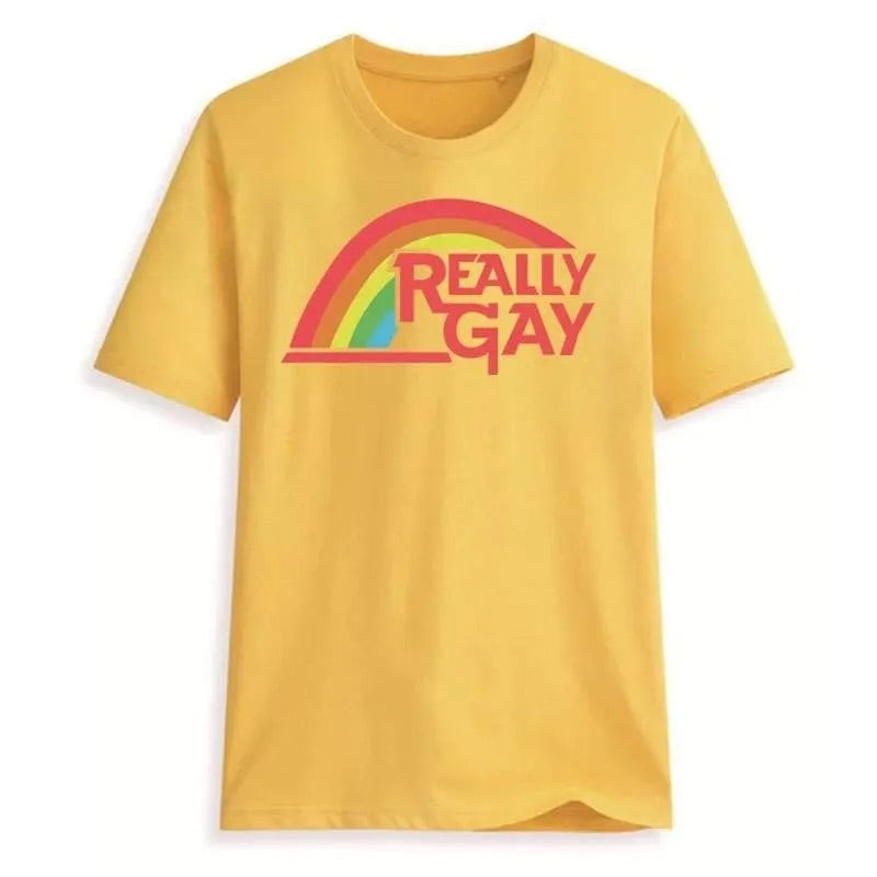Unisex Really Gay T-Shirt Gelb 100% Baumwolle