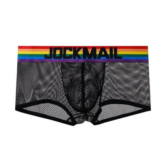 Men's JOCKMAIL - Gay Pride Mesh Boxer- Black