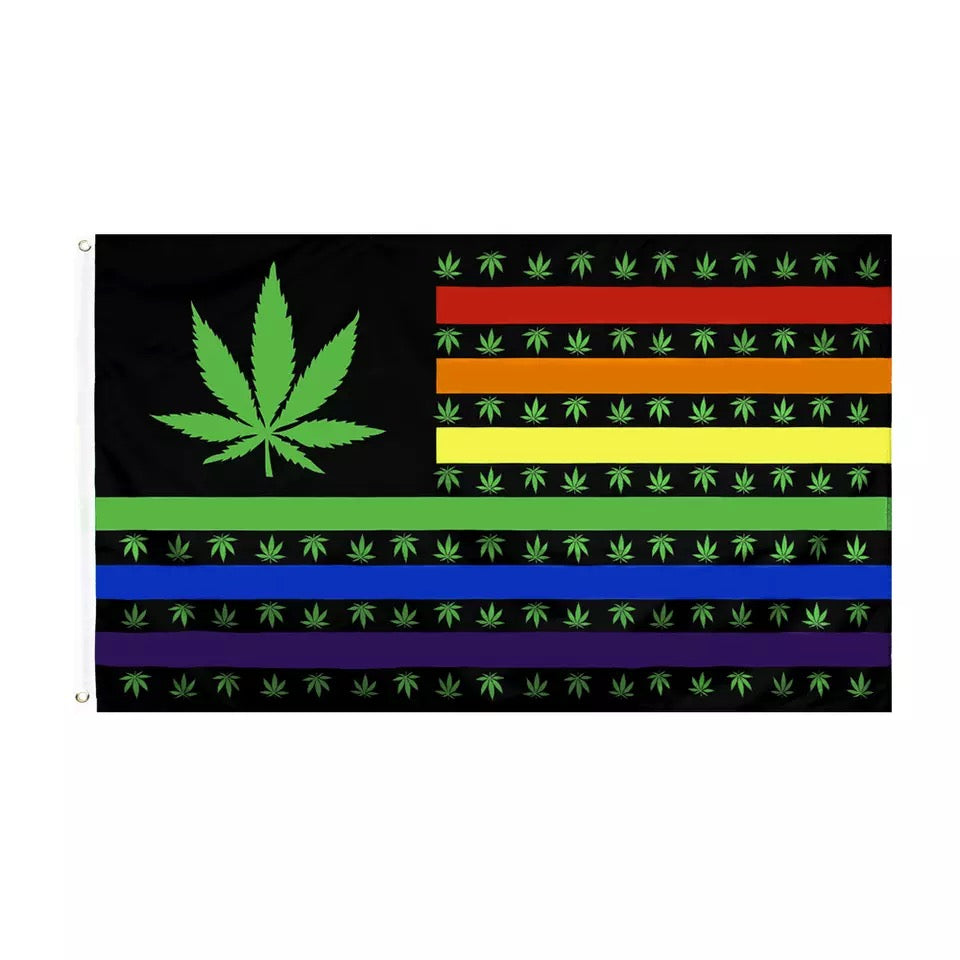 Regenbogen Weed Flagge 150 x 90cm