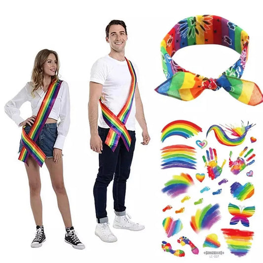 Pride Festival Set ( Bandana/ Tattoos/ Schärpe)